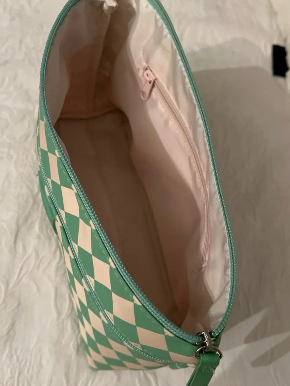 Tender Love & Carry Green Checker Cosmetic Pouch